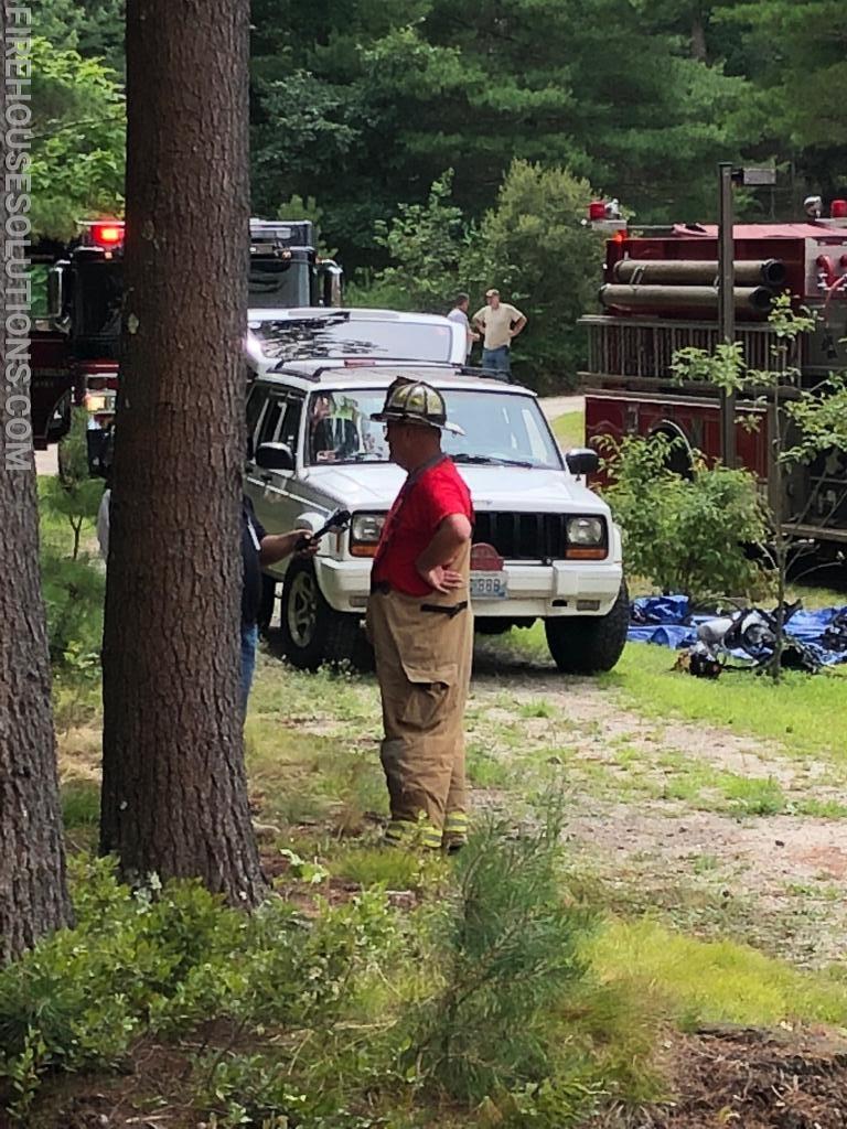 Carolina Fire Chief Scott Barber, Incident Commander is being interviewed during the Meadowbrook Waldorf School Fire