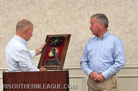 Chief Steve Pinch presented retiring Chief John Mackay with a gift on behalf of the Southern League