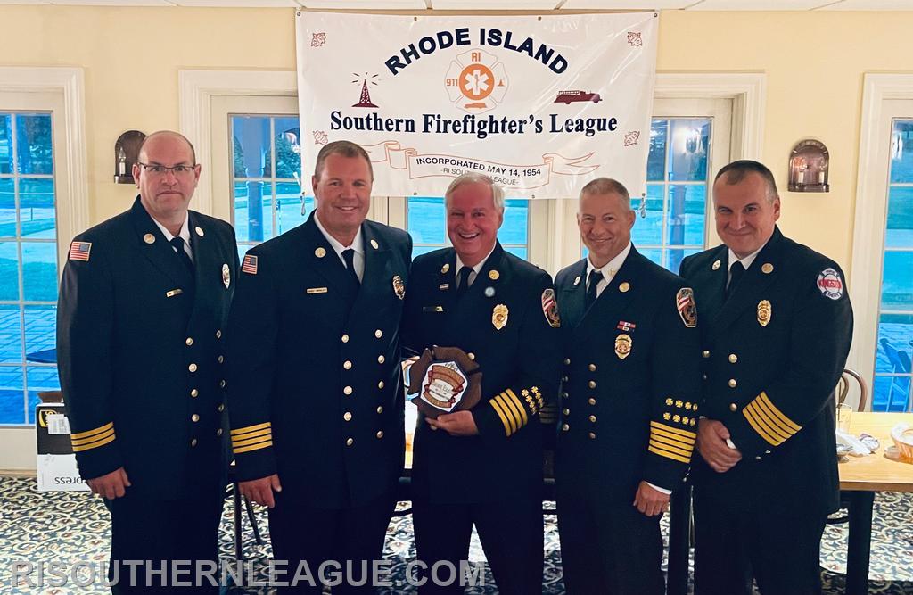 Chief Quinn poses with the attending Chiefs of South Kingstown 