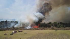 WJAR photo of the large brush fire in April of 2023 in Exeter, RI